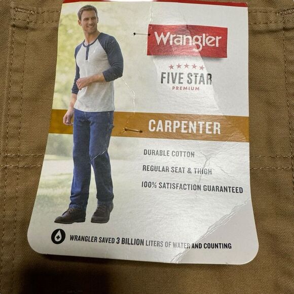 Wrangler Men's Khaki Chino Carpenter Painter Pants 100% Cotton Size 46x32 - Picture 6 of 8